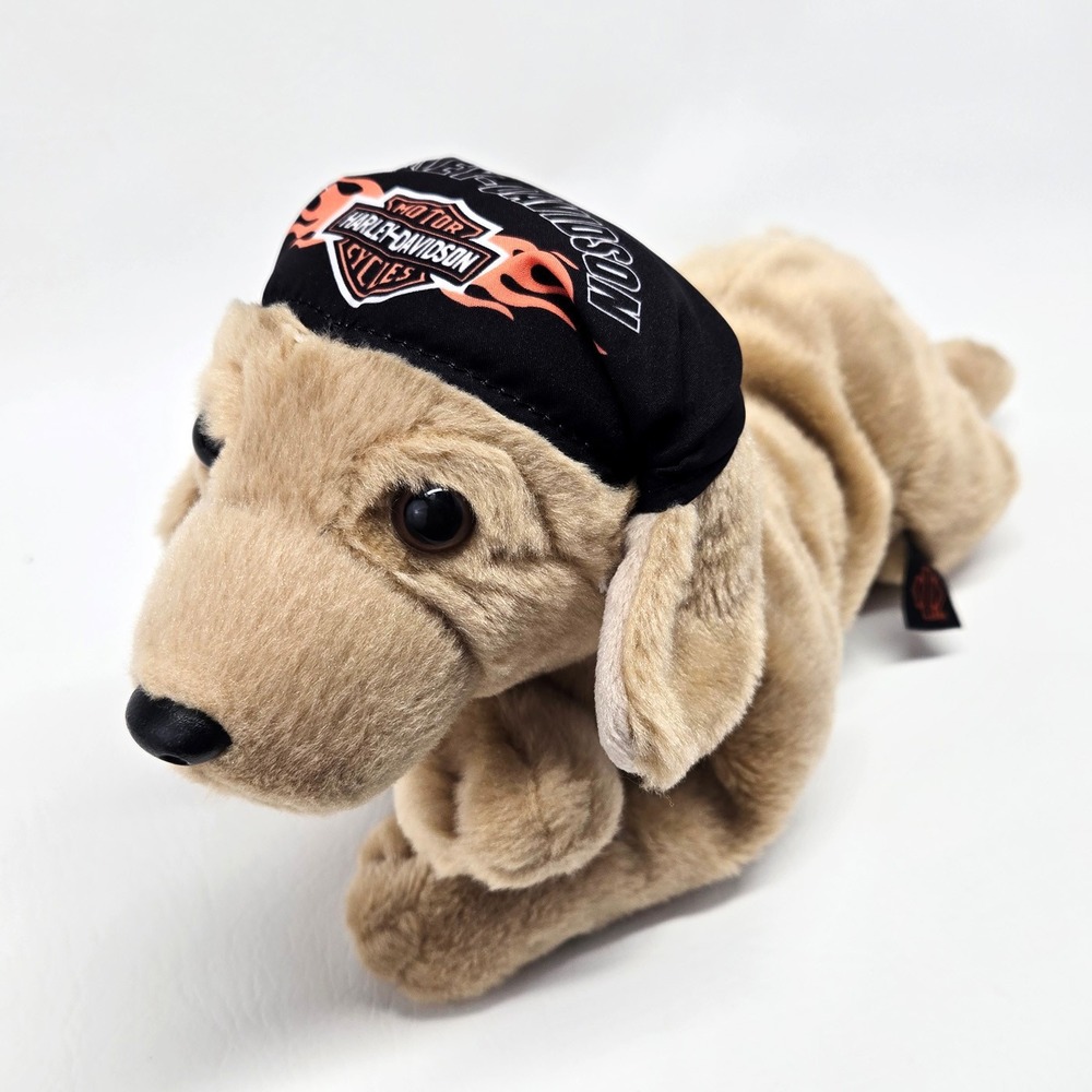 Harley Davidson Licensed Puppy Dog Plush 14 Inch Stuffed Animal Bandana Durag